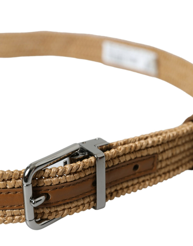 Ceinture en cuir tissée beige élégante