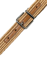 Ceinture en cuir tissée beige élégante