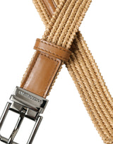 Ceinture en cuir tissée beige élégante