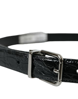 Ceinture en cuir noir élégant avec boucle en métal