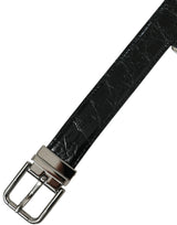 Ceinture en cuir noir élégant avec boucle en métal