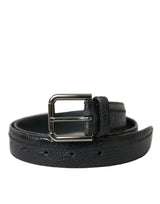 Ceinture en cuir noir élégant avec boucle en métal