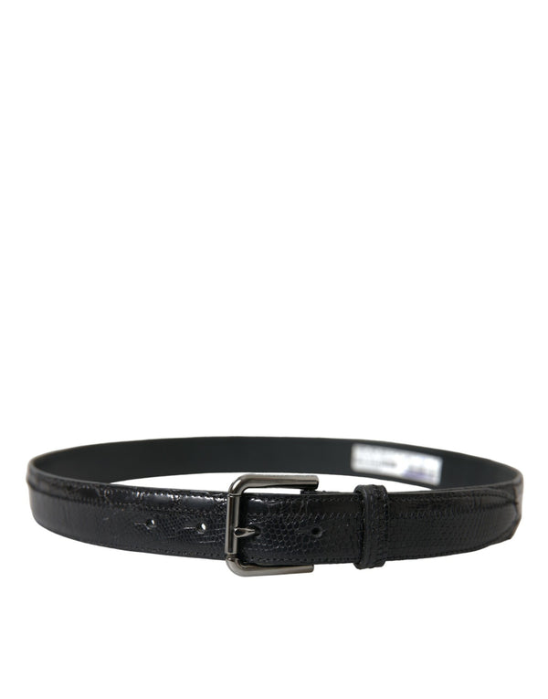 Ceinture en cuir noir élégant avec boucle en métal