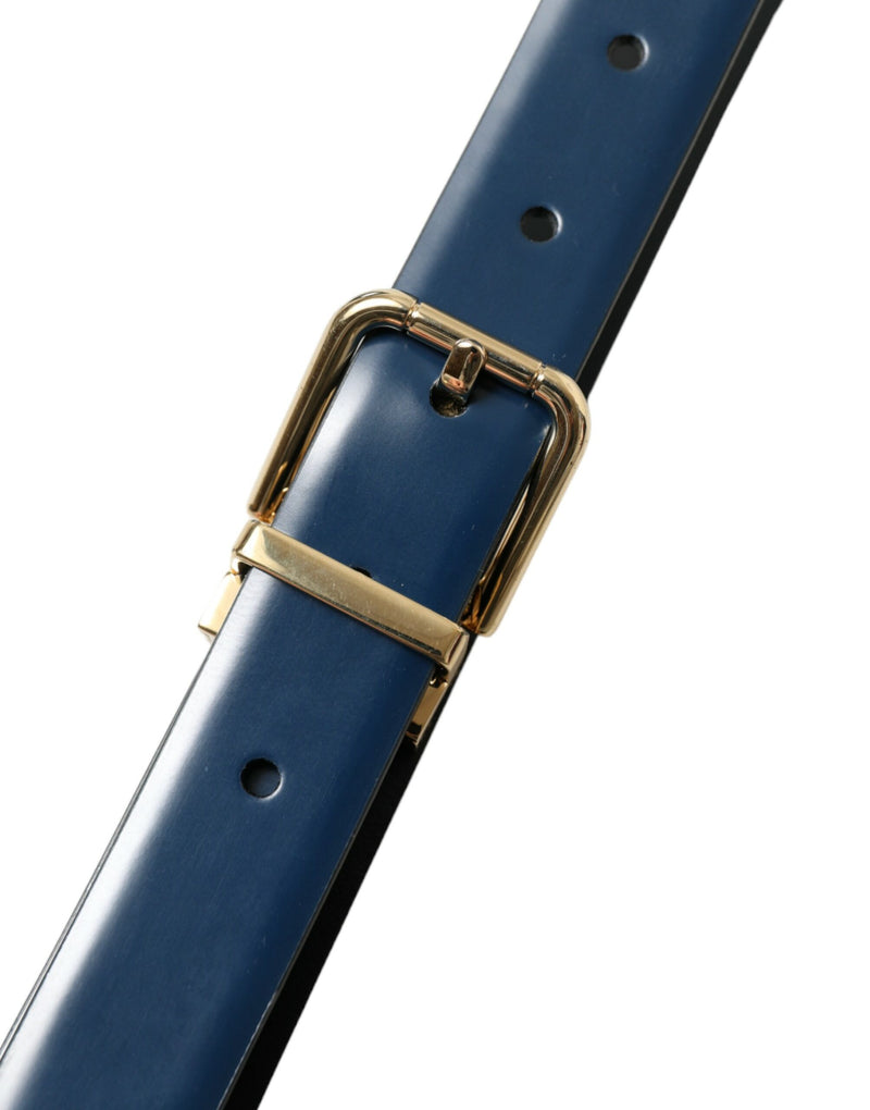 Elegante cintura in pelle di vitello blu