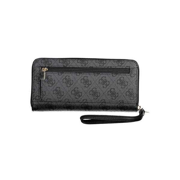 Chic Black Polyethylene Wallet with Logo Detail