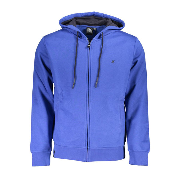 Elegante sudadera con cremallera con capucha en azul