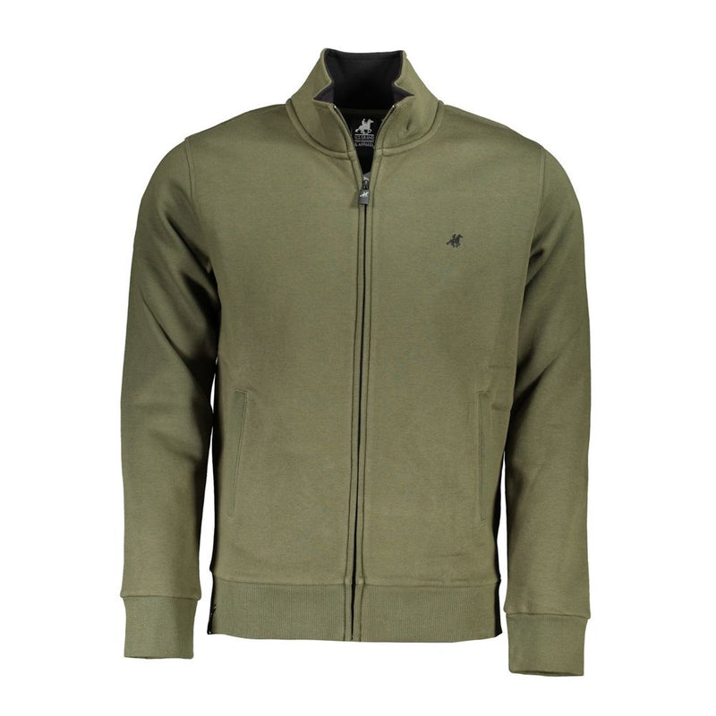 Maglione zip verde ricamato invidiabile