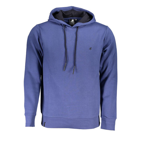 Elegante sudadera con capucha de manga larga en azul