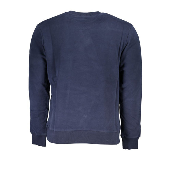 Elegant Blue Crew Neck Cotton Sweatshirt