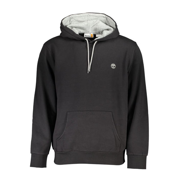 Schlankes Fleece -Sweatshirt mit Kapuzenflecken - schwarz