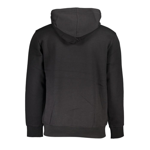 Schlankes Fleece -Sweatshirt mit Kapuzenflecken - schwarz