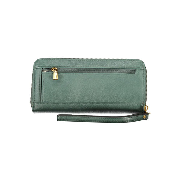 Billetera de polietileno verde elegante con múltiples compartimentos