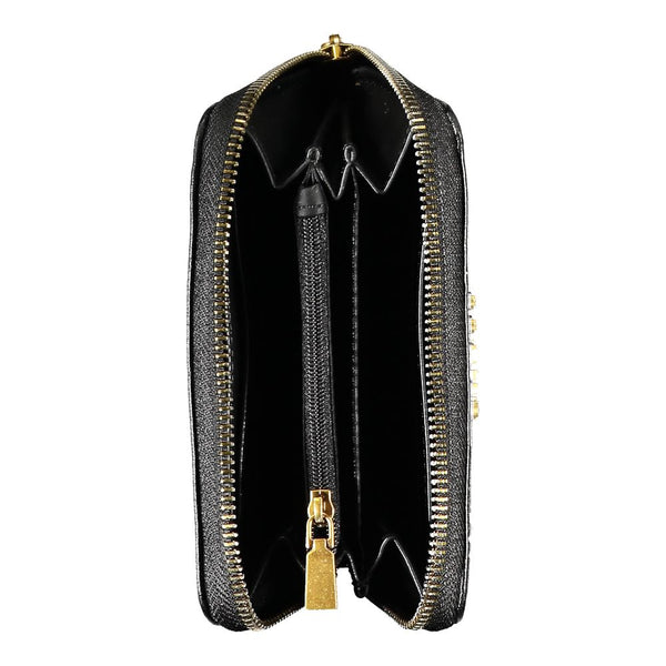 Elegante schwarze Zip -Brieftasche mit mehreren Fächern