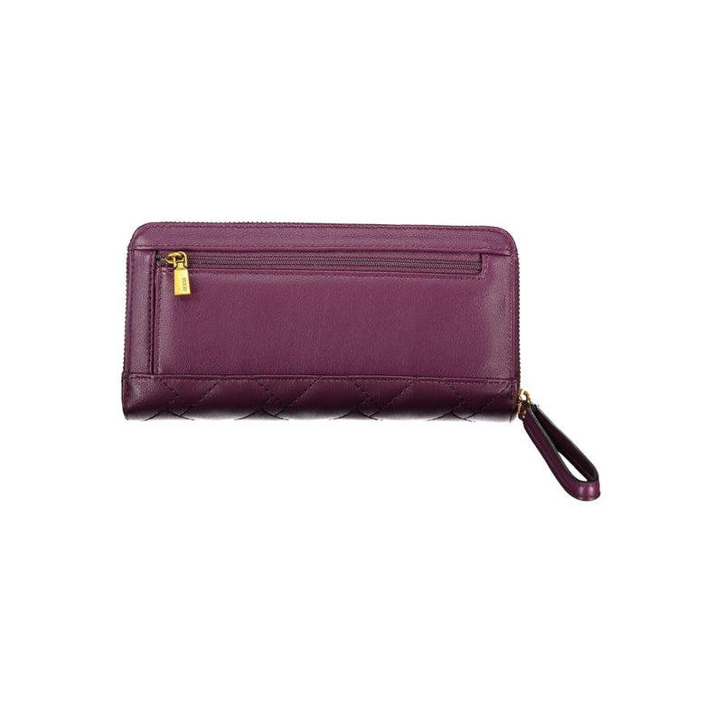 Elegant Purple Zip Wallet with Multiple Compartments