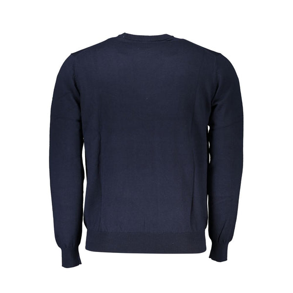 Crew Neck Embroidered Blue Sweater