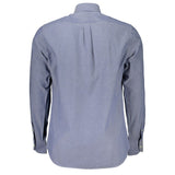 Elegant Blue Button-Down Organic Cotton Shirt