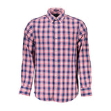 Camicia di cotone blu casual con colletto abbottonato