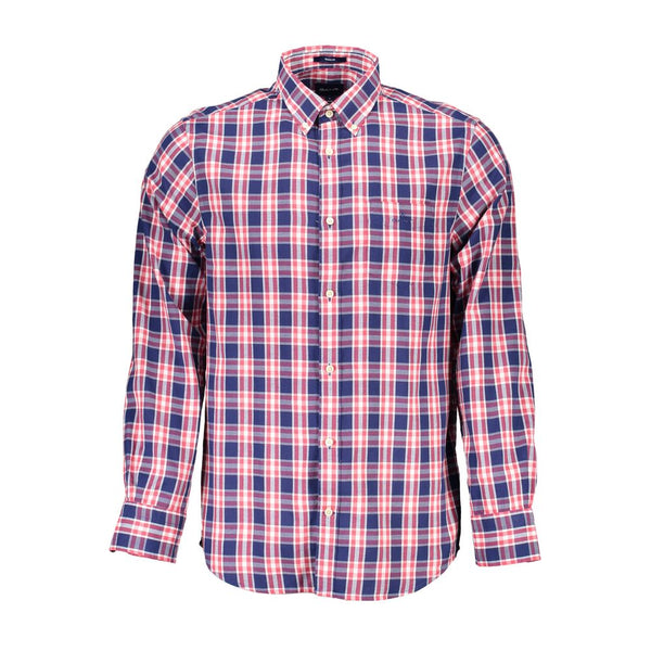 Chemise en coton bleu décontracté avec col boutonné