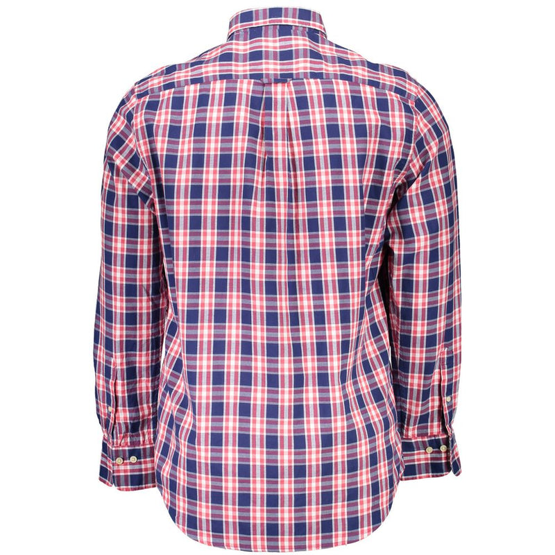 Camicia di cotone blu casual con colletto abbottonato