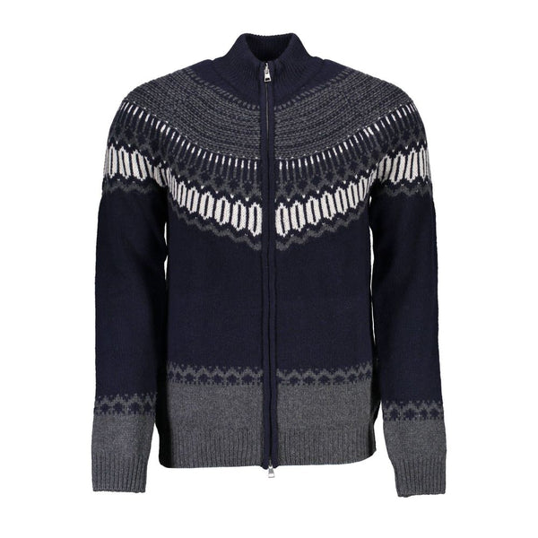 Elegante cardigan con zip a manica lunga in blu