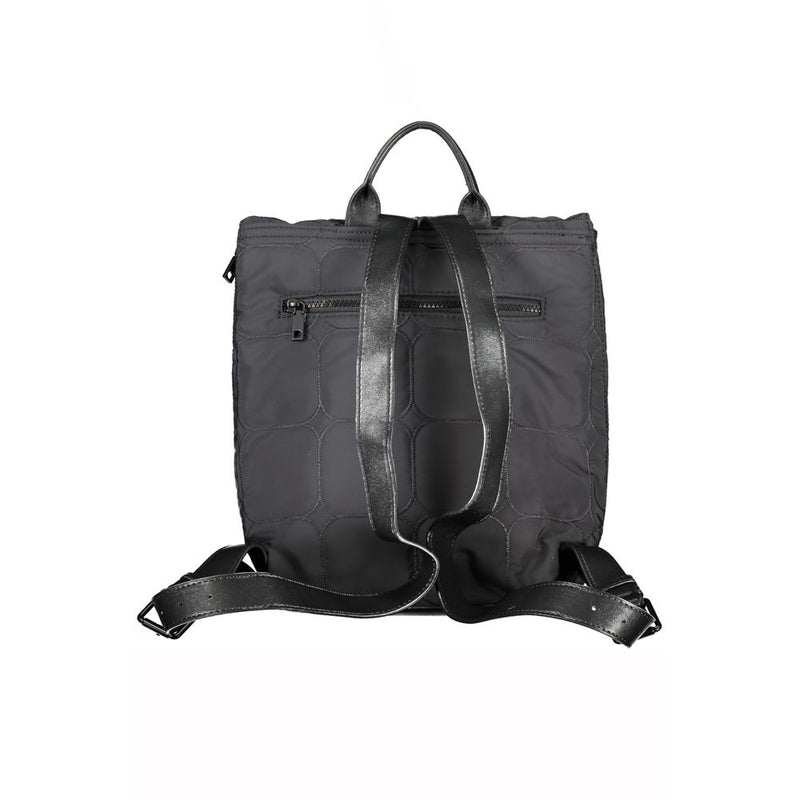 Chic städtischer schwarzer Polyester -Rucksack mit kontrastierenden Details