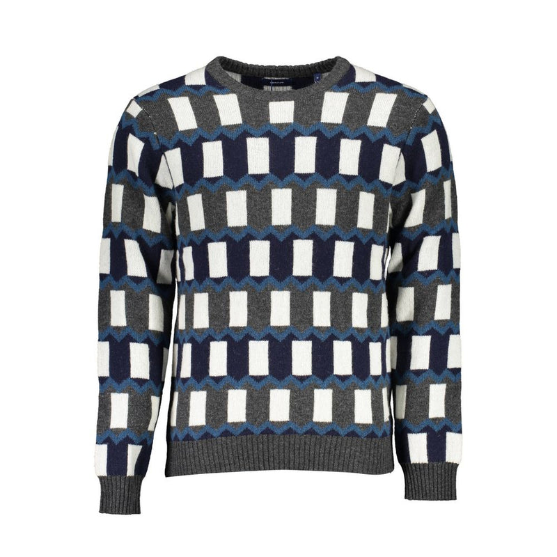 Chic Blue Woll-Blend Crew Neck-Pullover