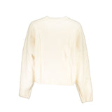 Chic White Sticked Crew Neck Pullover