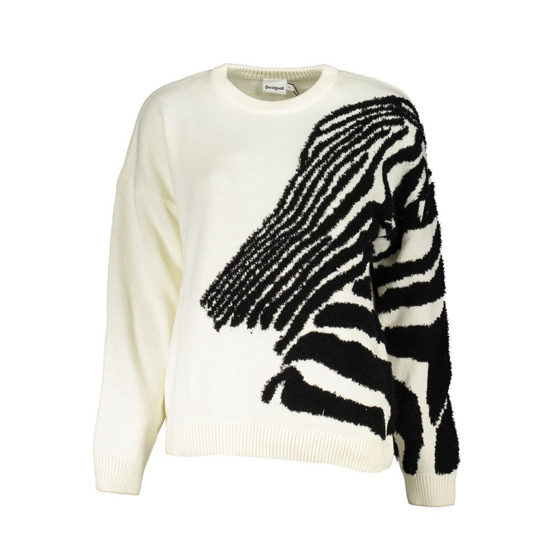 Chic Contrast Crew Neckpullover in Weiß