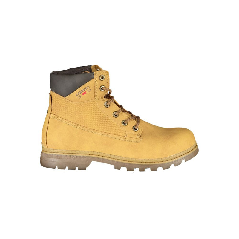 Bottes à lacets jaunes vibrantes avec détail du logo