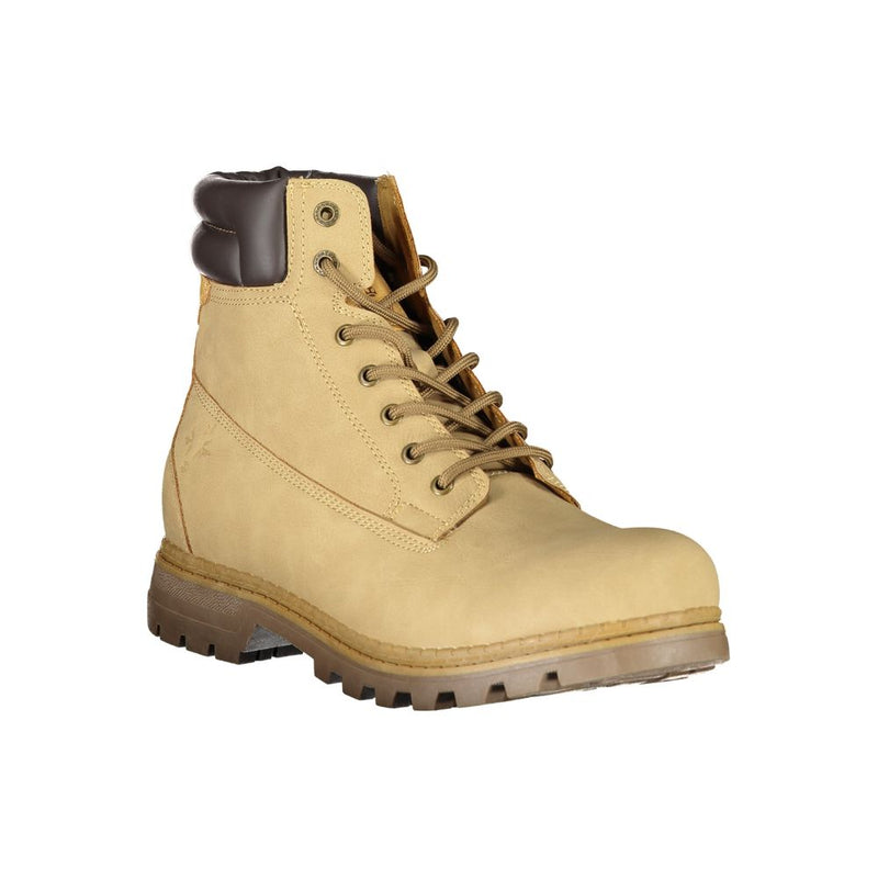 Botas de cordones beige beige con detalles de contraste