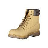 Botas de cordones beige beige con detalles de contraste