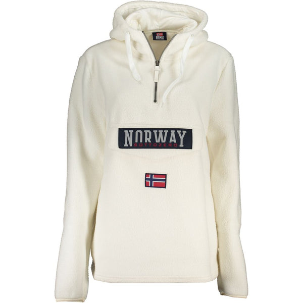 Chic White Halb-Zip-Kapuzen-Sweatshirt mit Kapuze