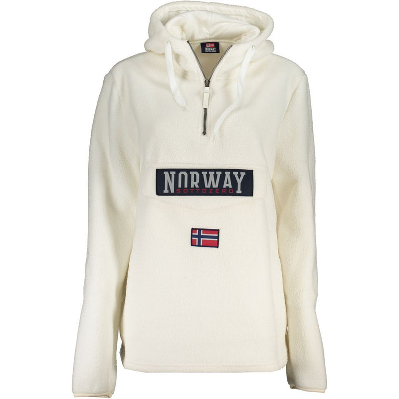 Chic White Half-Zip Hood με κουκούλα