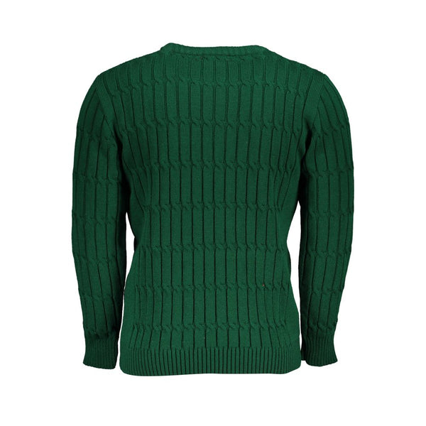 Elegante maglione verde contorto dell'equipaggio