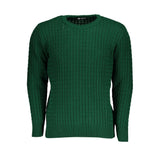 Twist-Knit Green Crew Neck-Pullover