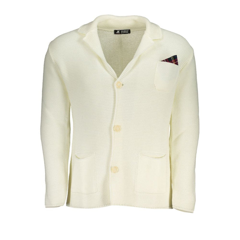 Elegante cardigan bianco con dettaglio del logo