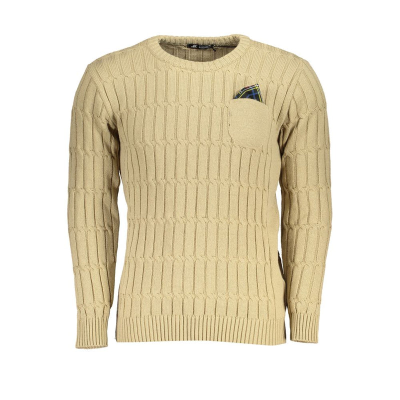 Elegant Beige Langarm Crew Crew Neck Sweater