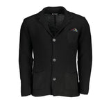 Cardigan noir élégant avec des détails de logo subtils