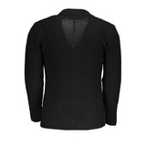 Cardigan noir élégant avec des détails de logo subtils