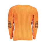 Elegant Twisted Crew Neck Orange Sweater