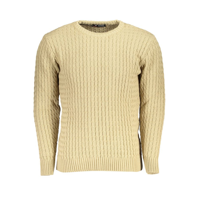 Beige verdrehte Crew -Nackenpullover