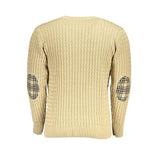 Beige verdrehte Crew -Nackenpullover