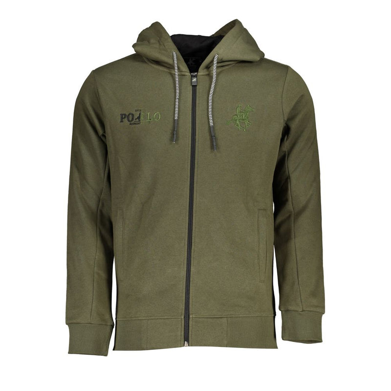 Elegante sudadera de manga larga con capucha verde