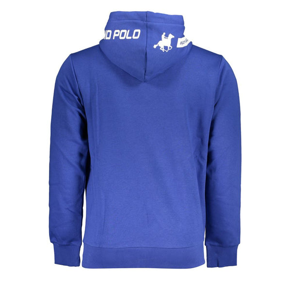 Chic Blue Hooded Vlies Sweatshirt mit Logo -Details