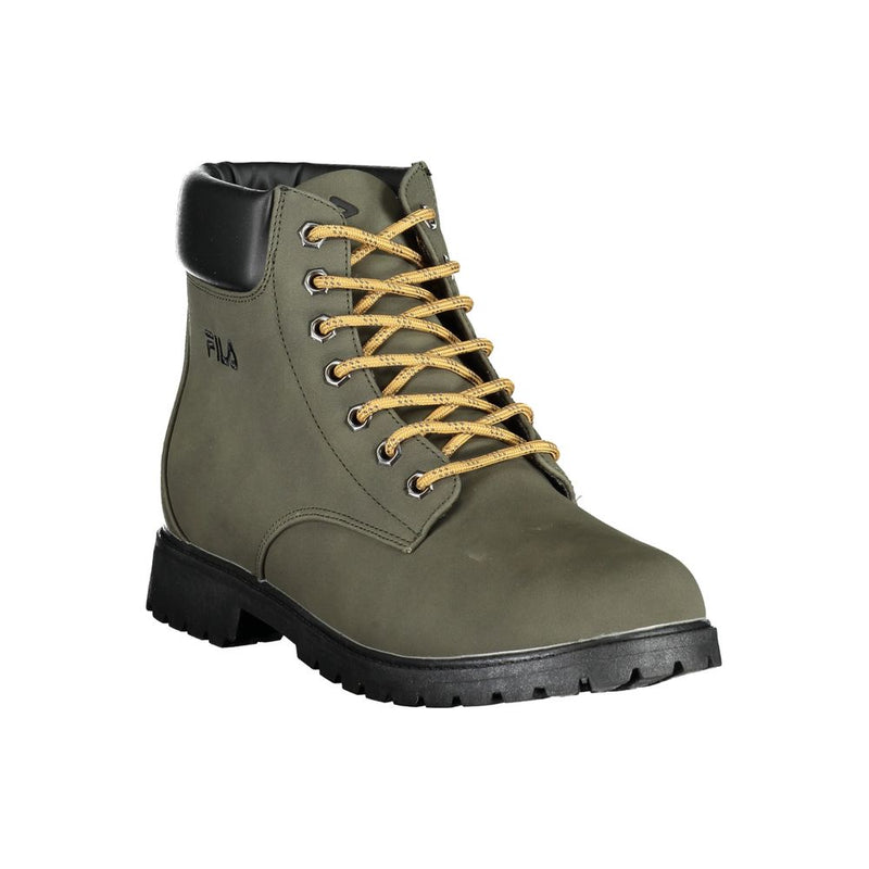 Chic Green Schnürstiefel mit Kontraststickerei