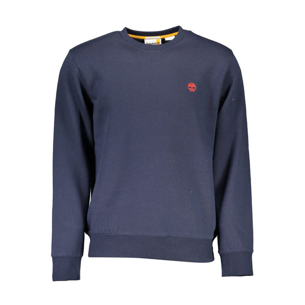 Schlanker blauer Bio -Baumwoll -Crewneck -Pullover