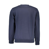 Schlanker blauer Bio -Baumwoll -Crewneck -Pullover