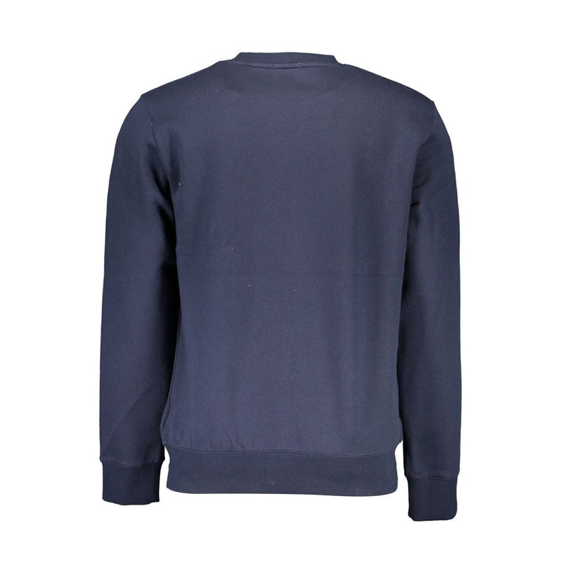 Schlanker blauer Bio -Baumwoll -Crewneck -Pullover