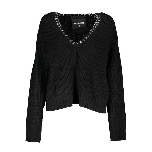 Eleganter Langarmpullover mit V-Ausschnitt mit schicken Details