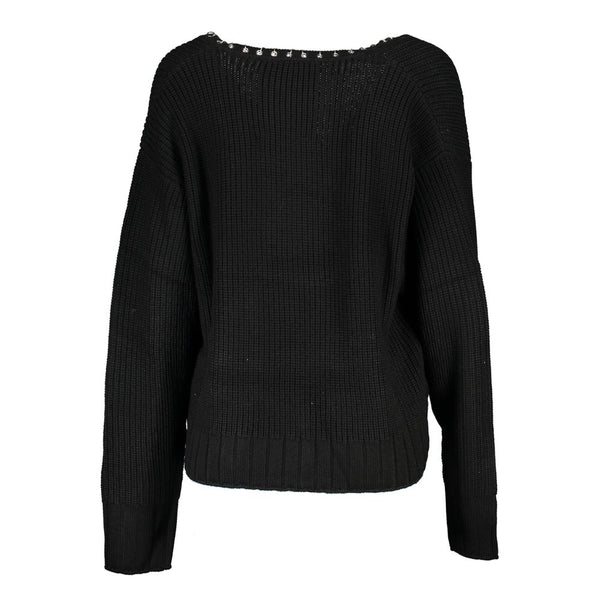 Eleganter Langarmpullover mit V-Ausschnitt mit schicken Details